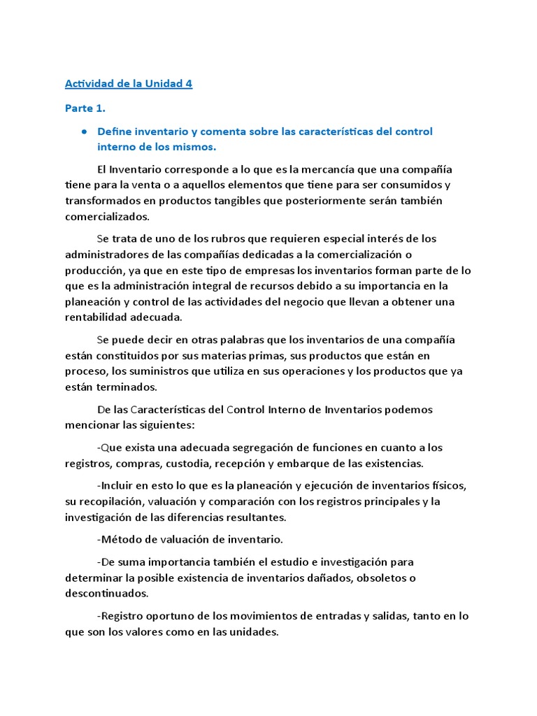 Actividad de La Unidad 4 | PDF | Auditoría | Contabilidad