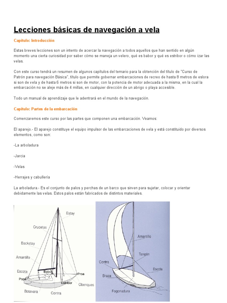 Introducción a la navegación a vela | PDF | Aparejo | Mástil (Vela)