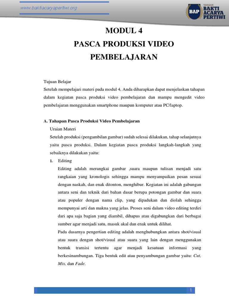 Pasca Produksi Video Pembelajaran | PDF | Teknologi & Rekayasa
