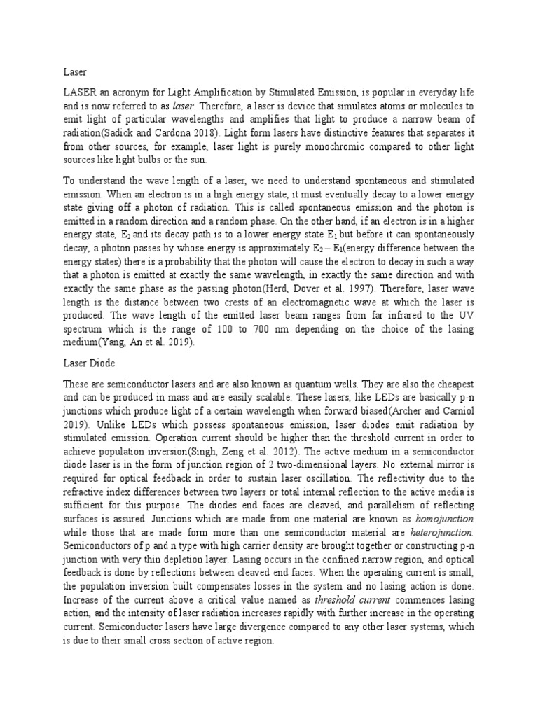 Lasers Definition and Types PDF Laser Laser Diode