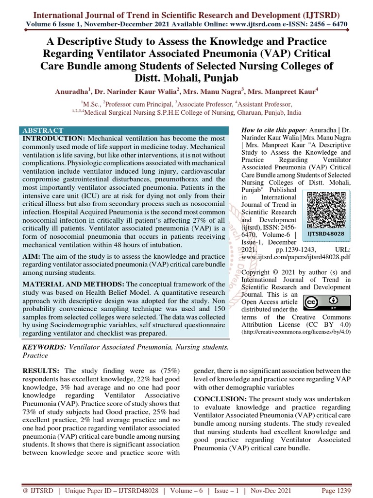 A Descriptive Study To Assess The Knowledge and Practice Regarding ...