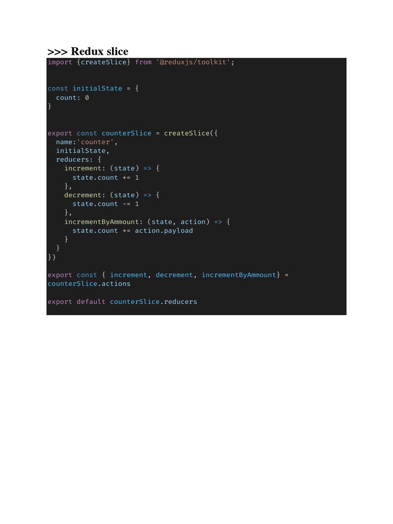 Redux Slice 'reduxjs/toolkit' PDF Computer Programming Software