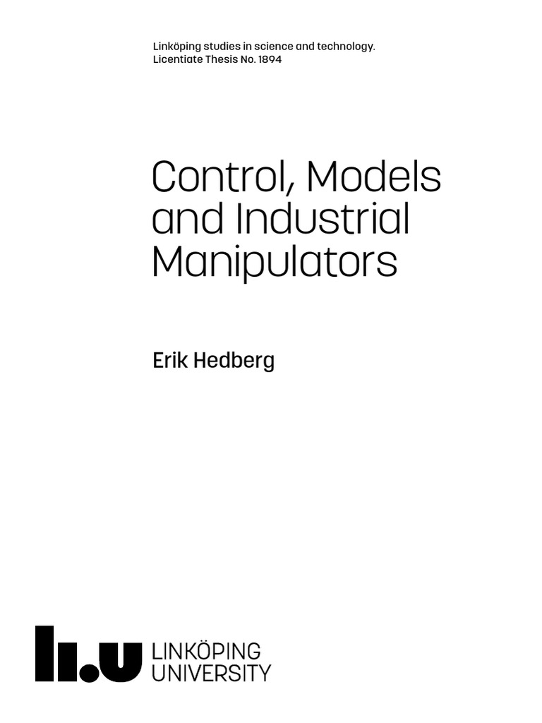 Control, Models of Industrial Manipulators | PDF | Robot | Robotics