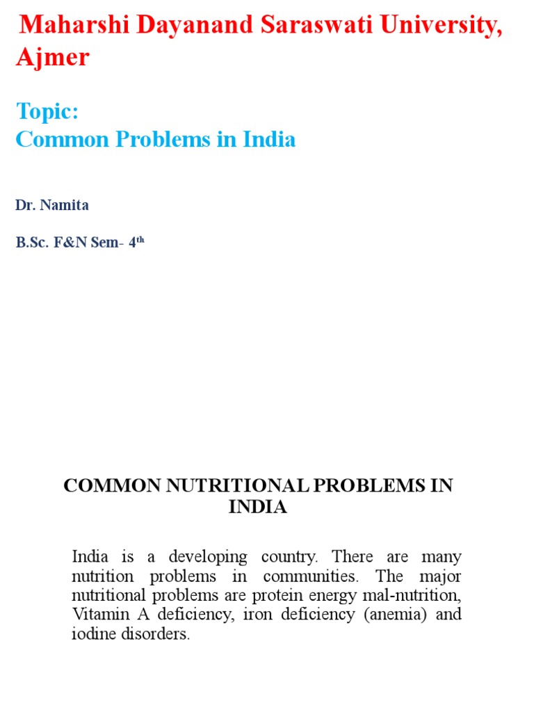 846 Nutritional Problems In India 2 Pdf Anemia Malnutrition