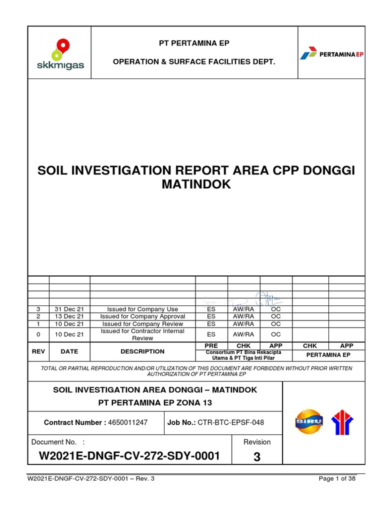 Soil Investigation Report: CPP Donggi Matindok | PDF | Geotechnical ...