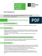 Summary of Major Modifications and Explanatory Notes: Prohibited Substances