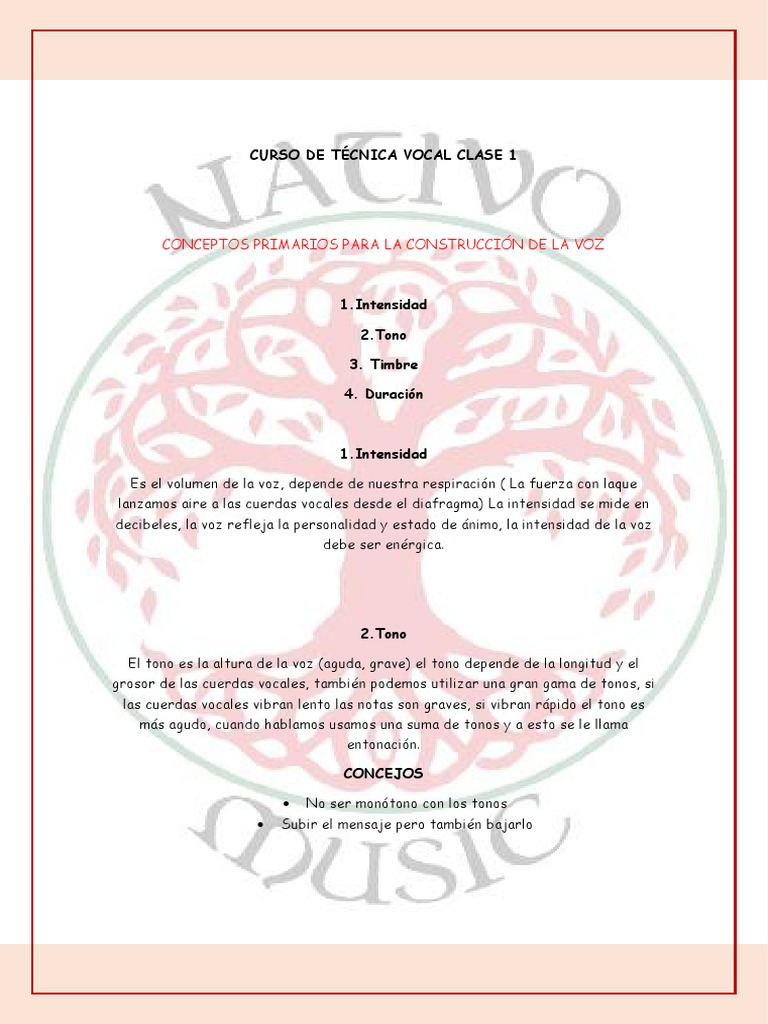 Curso de Técnica Vocal Clase 1 | PDF | Sonido