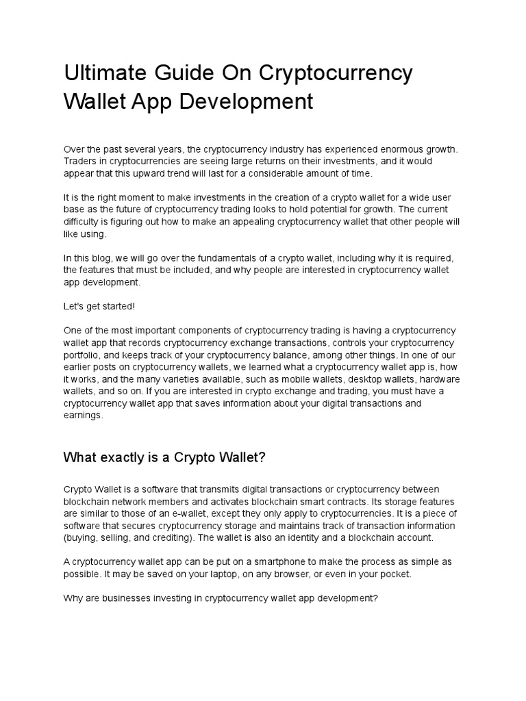 Ultimate Guide On Cryptocurrency Wallet App Development | PDF |  Cryptocurrency | Application Software