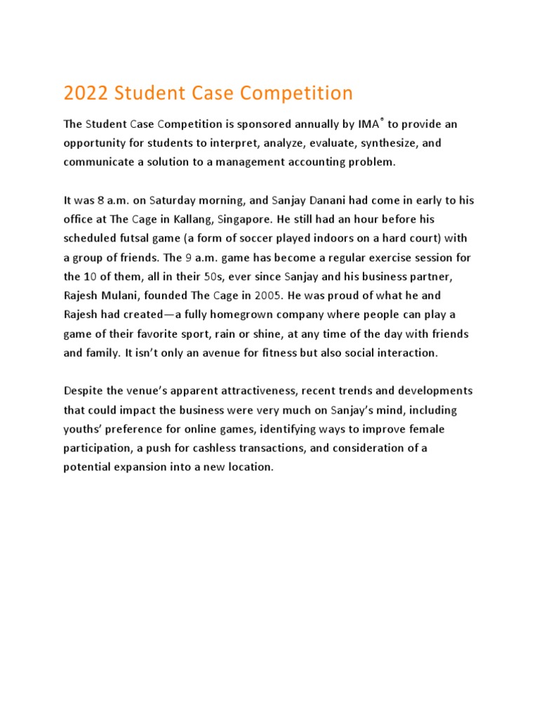 Ima Case Competition Pdf Performance Indicator Swot Analysis