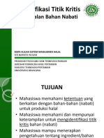 Identifikasi Titik Kritis Kehalalan - Bahan Nabati