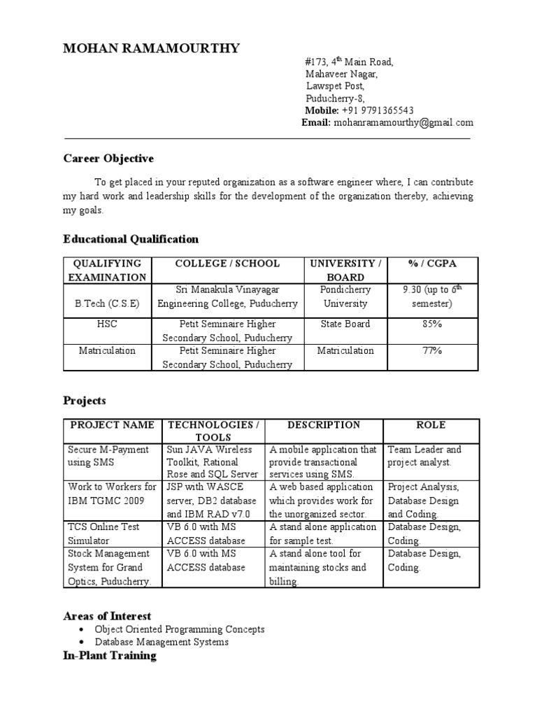 sample-resume-pdf-ibm-db2-databases