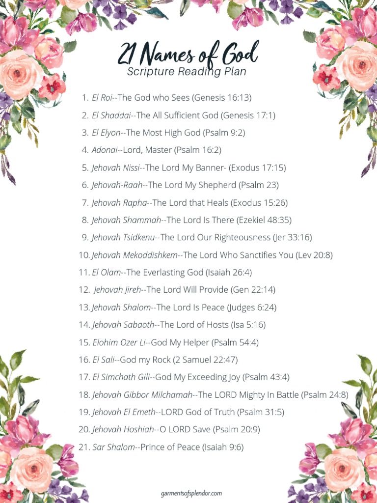 21 Names of God and Their Meanings | PDF