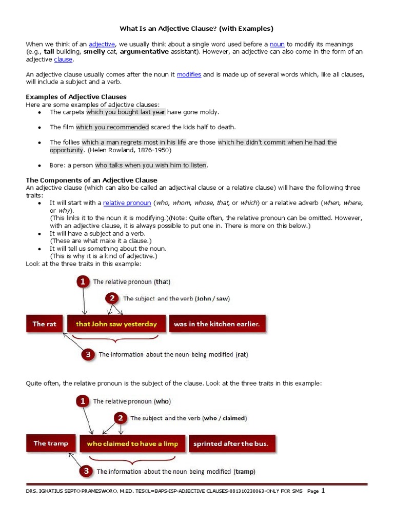 Understanding Adjective Clauses Explained | PDF | Adjective | Verb