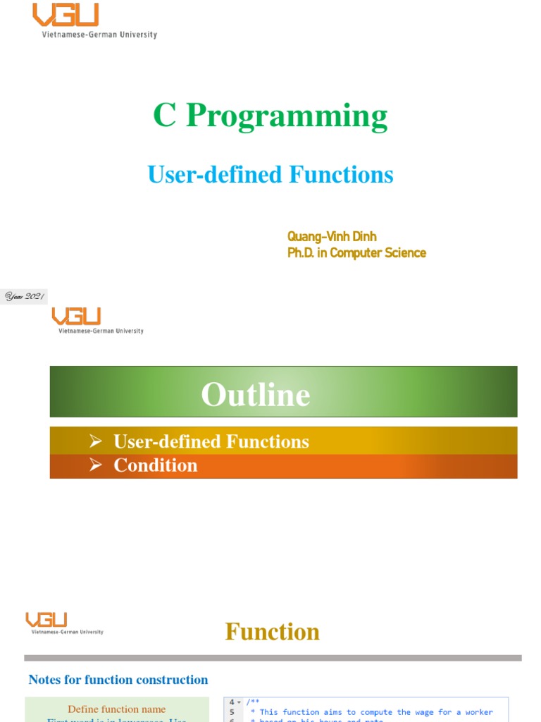 C Programming: User-Defined Functions | PDF | Parameter (Computer ...