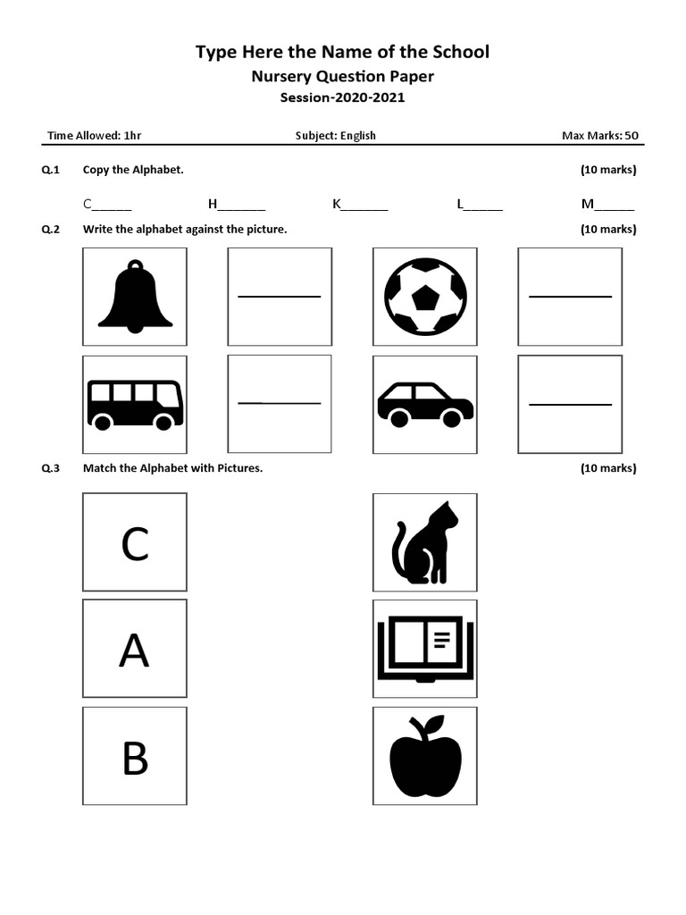 How To Create English Question Paper For Nursery Class in Ms Word 2019