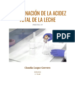 Determinación de La Acidez Total de La Leche: Claudia Luque Gerrero