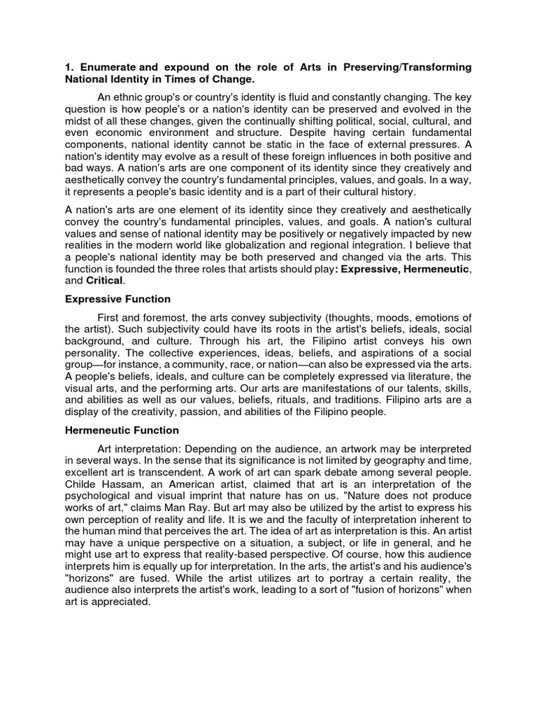 Arts and National Identity in the Philippines | PDF | Identity (Social ...