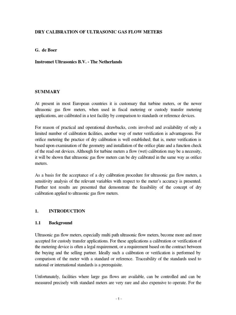 Dry Calibration PDF Flow Measurement Calibration