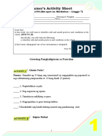 Learner's Activity Sheet: MAPEH-HEALTH (Ika-Apat Na Markahan - Linggo 7)