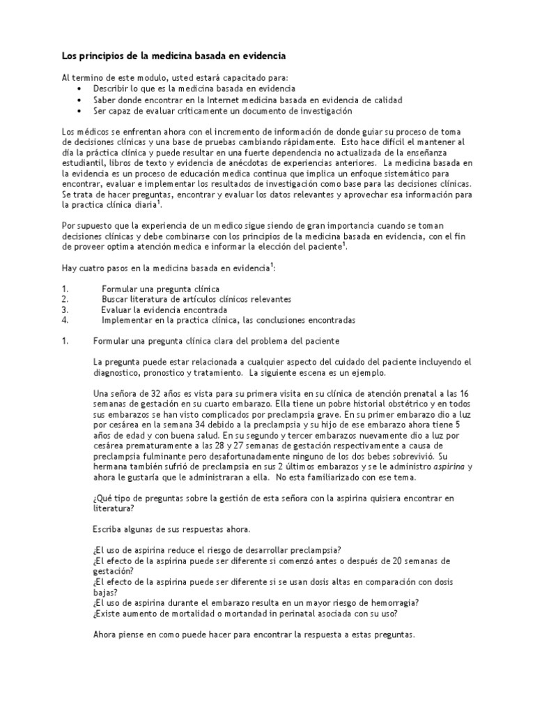 Principios de Medicina Basada en Evidencia | PDF | Evidencia basada en ...