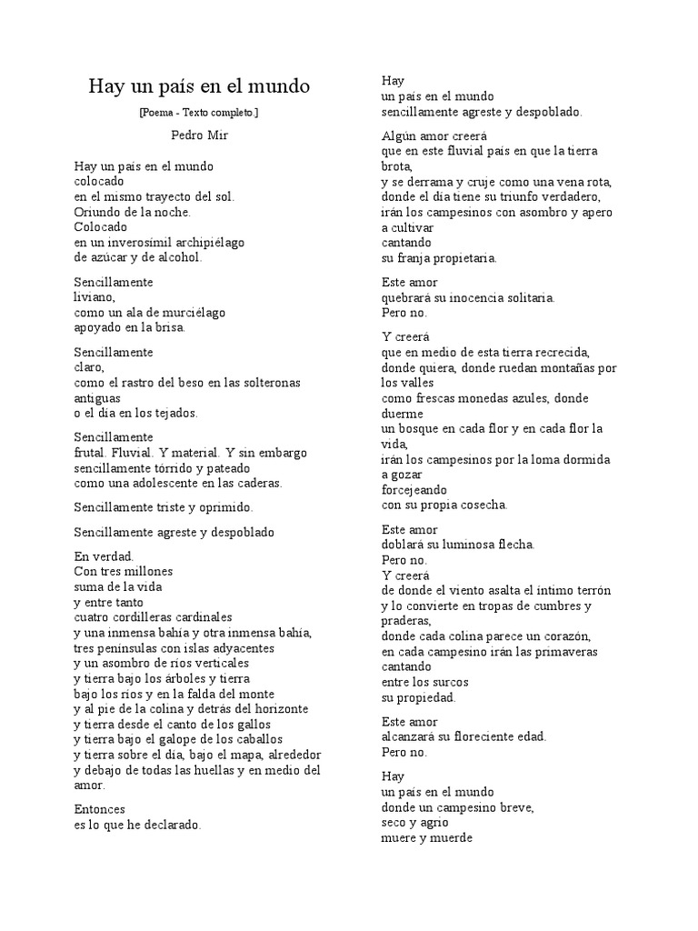 Hay Un País en El Mundo de Pedro Mir PDF