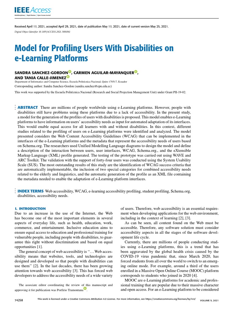 User Profiling Model for e-Learning Accessibility | PDF | Metadata ...