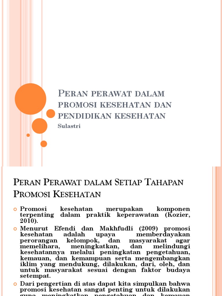 Peran Perawat Dalam Promosi Kesehatan Dan Pendidikan Kesehatan Pdf