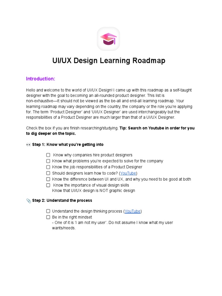 UI/UX Design Learning Roadmap Guide | PDF | User Interface | Cognition