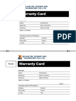 Warranty Card: Company Name of Purchaser
