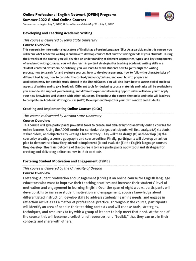 Summer 2022 Course Descriptions | PDF | Educational Technology ...