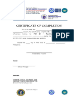 Certificate of Completion: Jose Rizal Memorial State University