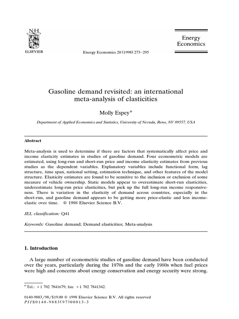 International Gasoline Demand Elasticities | PDF | Long Run And Short ...