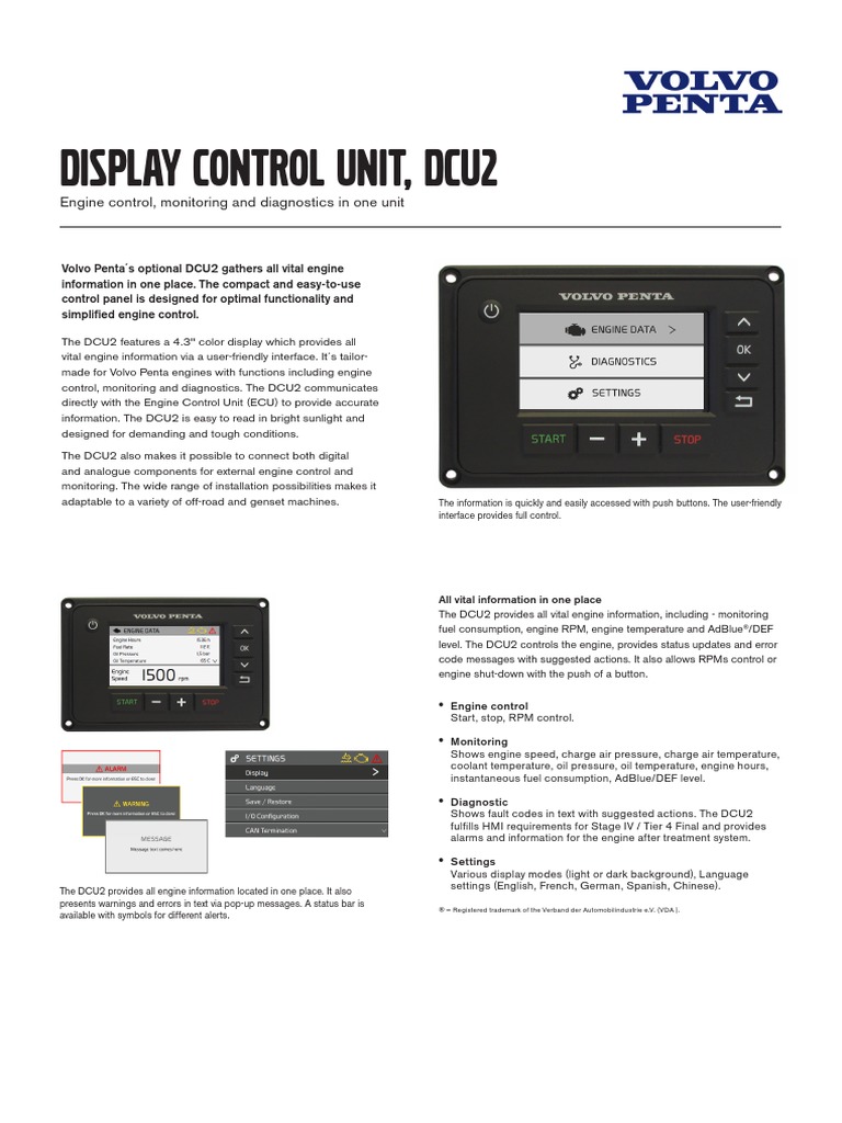 Display Control Unit, DCU2 Engine Control, Monitoring and Diagnostics