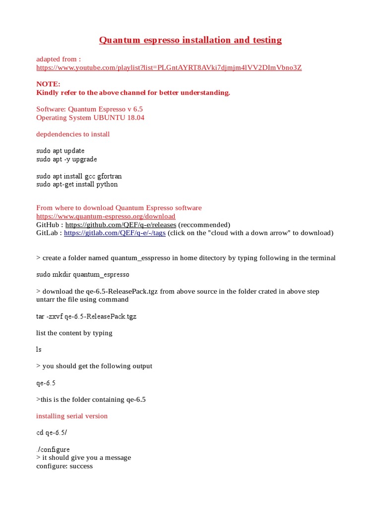 Quantum Espresso Installation Guide | PDF | Computer File ...