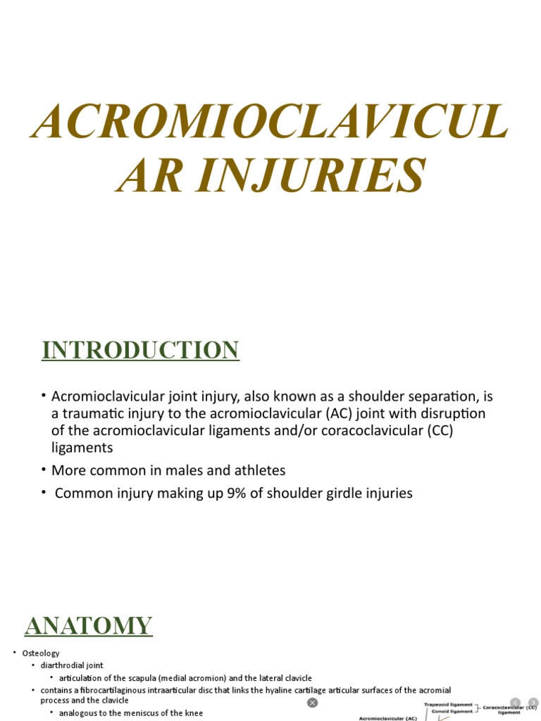 Acromioclavicular Joint Injuries Guide | PDF | Musculoskeletal System ...