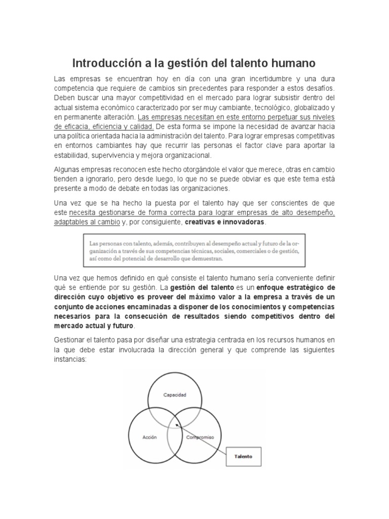 1 Introduccion A La Gestión Del Talento Humano | Descargar gratis PDF ...