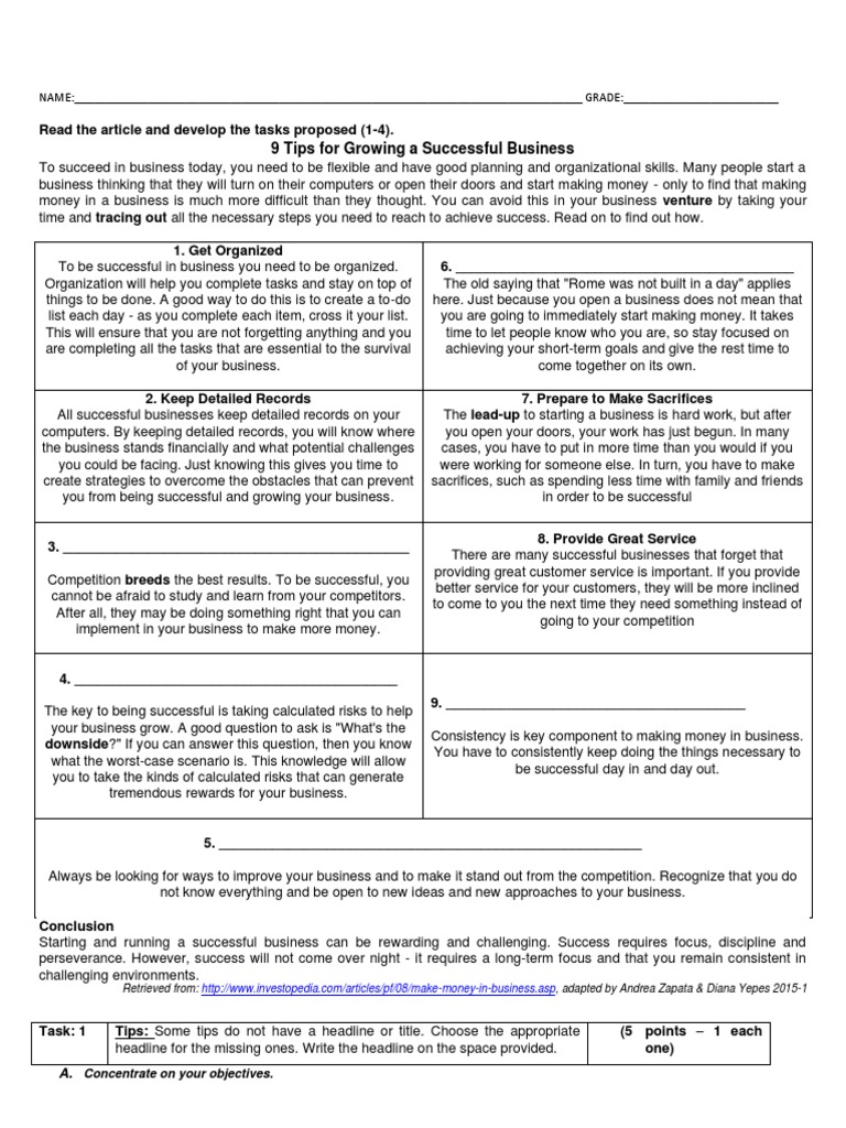 Tips for Growing a Successful Business | PDF | Psychology | Applied ...
