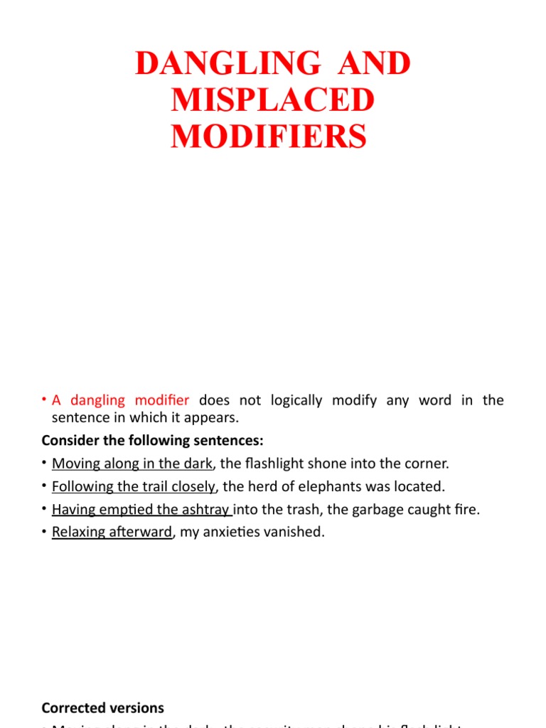 Dangling Modifiers | PDF | Language Mechanics | Linguistic Morphology