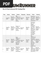 The 10-Week Advanced 5K Training Plan: Week Sunday Monday Tuesday Wednesday Thursday Friday Saturday