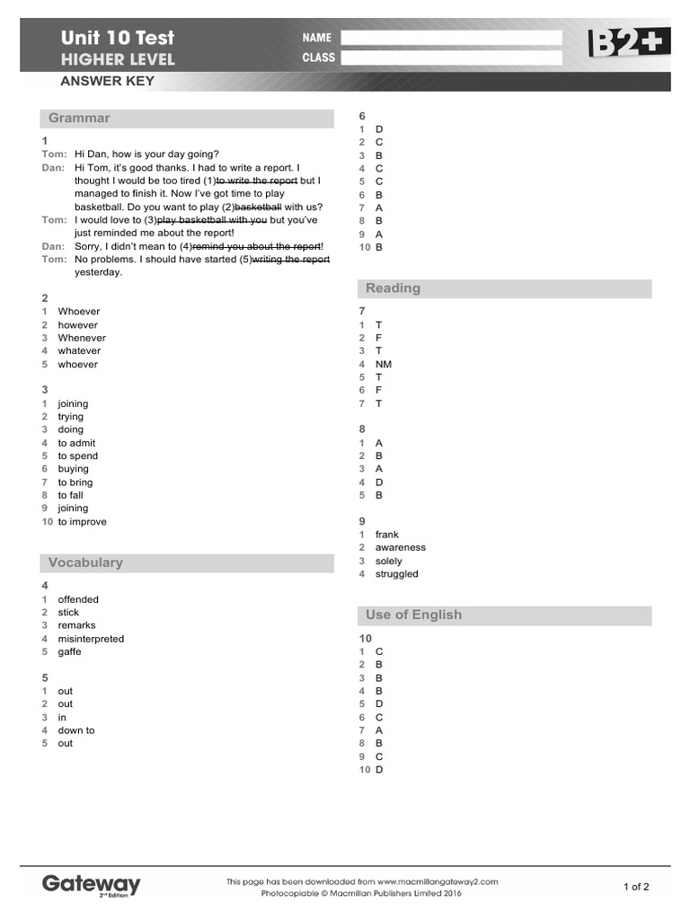 Unit 10 Vocabulary and Answer Key | PDF | Linguistics | Cognition