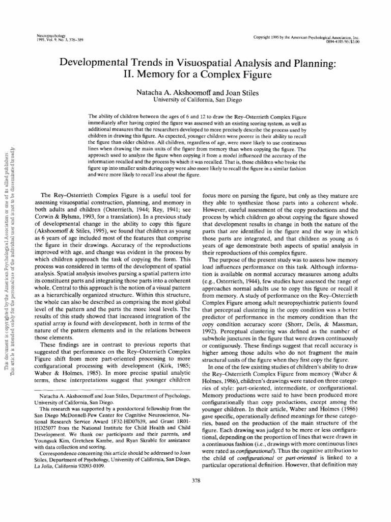 1995 Akshamoff Stiles Development ROCFT 2 PDF Memory Accuracy And