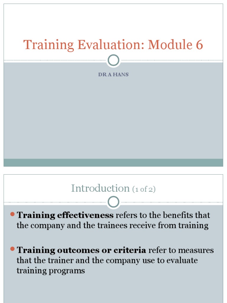 Evaluating Training Program Effectiveness | PDF | Return On Investment ...