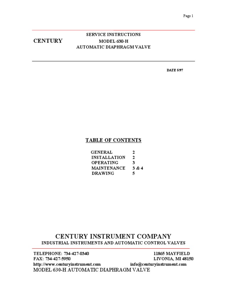 Century Instrument Company | Download Free PDF | Valve | Nut (Hardware)