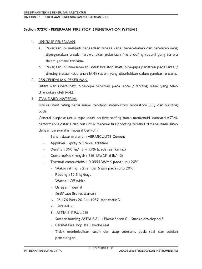 Pekerjaan Fire Stop | PDF