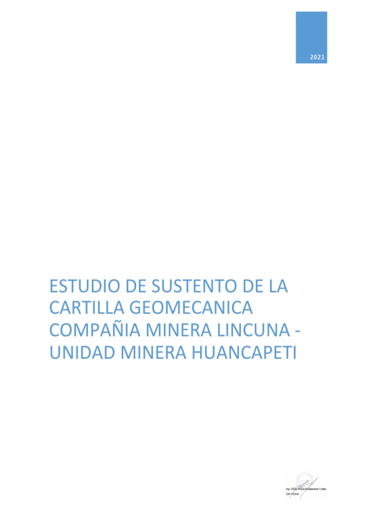 Estudio Geomecánico Minera Lincuna | PDF | Roca (geología) | Minería
