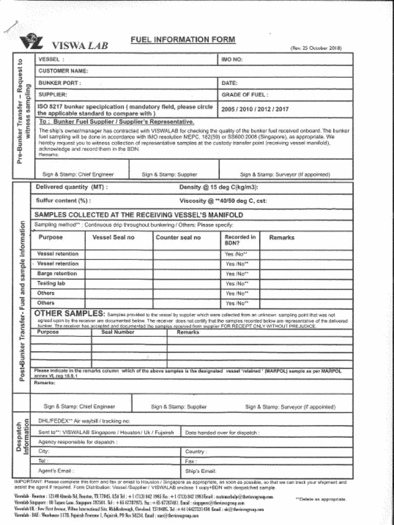 ViswaLab Fuel Information Form PDF