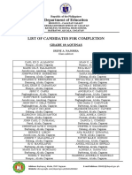 Department of Education: List of Candidates For Completion