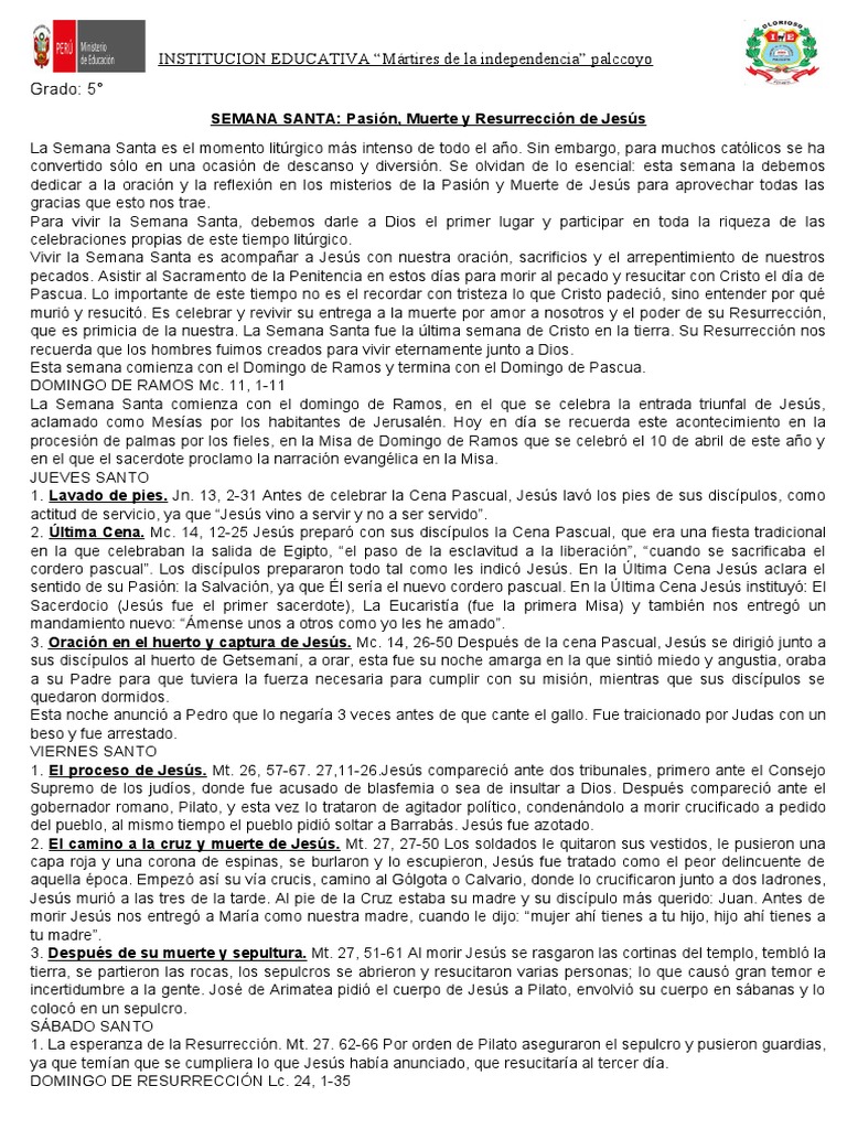 Actividades y Significado de Semana Santa | PDF | Pascua de ...