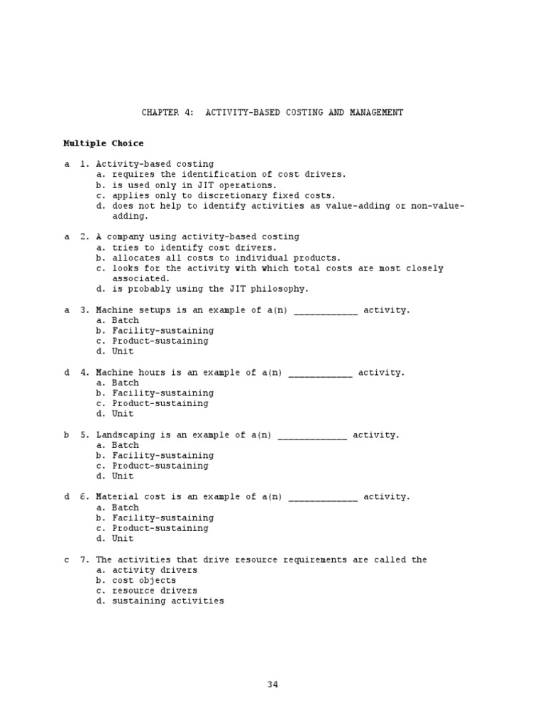 TB - ch04 Activity Based Costing and Management | PDF | Cost | Business