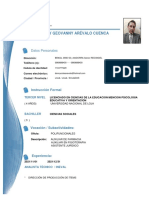 Curriculum Vitae de Danny Geovanny Arévalo Cuenca